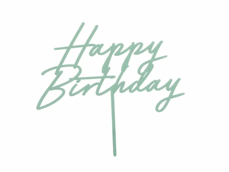 Akryl Kagetopper "Happy Birthday" - Grøn