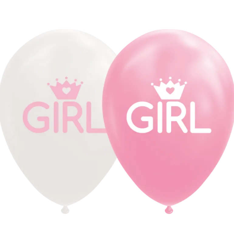 Baby Girl Naturlatex Balloner 30 cm, 8 stk.