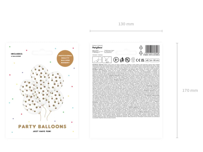 Ballon 30 cm, Dots, Krystal Klar (6 Stk.)