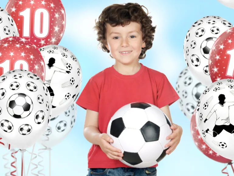 Ballon 30 cm, Fodboldspiller Og Fodbolde, Pastel Pure Hvid (6 Stk.)