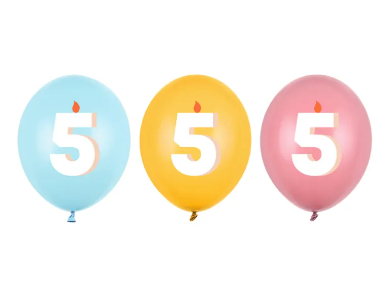 Ballon Med Tal 30 cm, 5, Mix (50 Stk.)