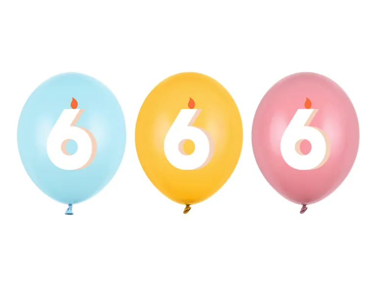 Ballon Med Tal 30 cm, 6, Mix (50 Stk.)