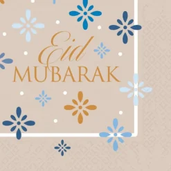 Beige "Eid Mubarak" Frokostservietter, 16 stk.