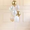 Blandet Balloner Hvid / Guld, 10 stk.