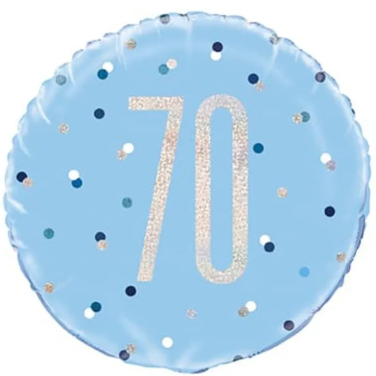 Blå Glitz Fødselsdags Folieballon, 70 År