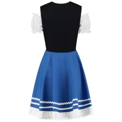 Blå/Sort Dirndl m/Løs Skjorte i 100% Bomuld
