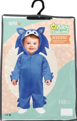 Blåt Pindsvin Baby Kostume – Heldragt med Hætte (12–24 mdr.)