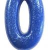 Blåt Tal Kagelys m/Glitter 6.5 cm - 0 Tal