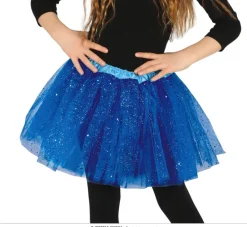 Blåt Tylskørt Med Glitter (Barn) - Tutu Kort Model (30cm.)