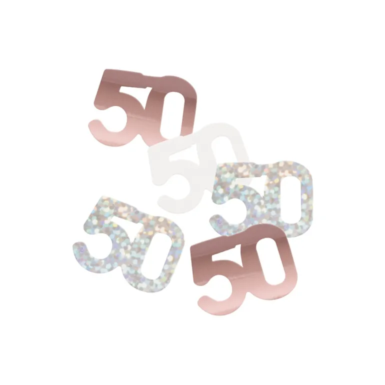 Bordkonfetti - Rosegold Fødselsdag, 50 År