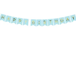 Dekorativt Lyseblåt "Happy Birthday" Banner, 1.75m