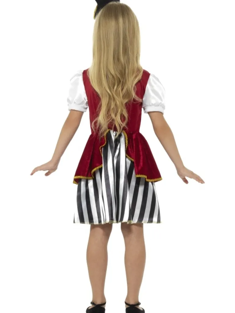Deluxe Pirat Kjole m/Striber & Bordeaux Vest,