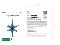 3D Folie Ballon Stjerne, 105 cm, Marineblå Blå