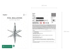 3D Folie Ballon Stjerne, 105 cm, Sølv
