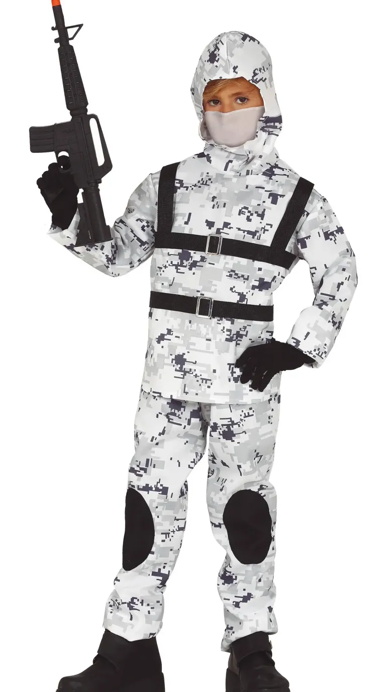 Elite Soldat Kostume - Sne Camouflage Special Forces til Børn