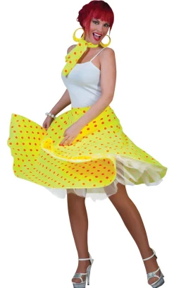 50'er Nederdel - Neongul med Prikker