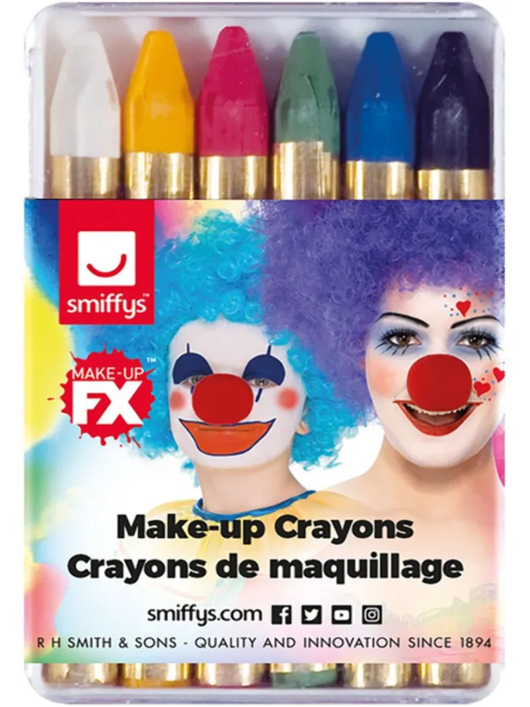 Fastelavnssminke - Pakke m/6 stk. Makeup Stifter