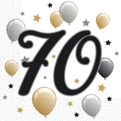 Fødselsdags Ballon Servietter - 'Happy 70'