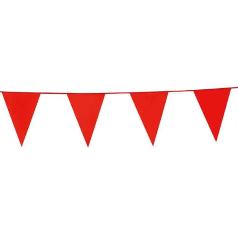 Flagguirlande 10M med røde vimpel flag (30cm X 20cm)
