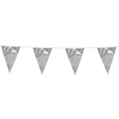 Flagguirlande 10M med sølv vimpel flag (30cm X 20cm)