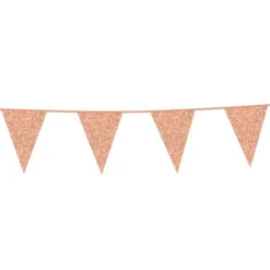 Flagguirlande m/Rosegold Glitter Vimpler 20x30cm, 6M