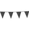 Flagguirlande m/Sorte Glitter Vimpler 20x30cm, 6M