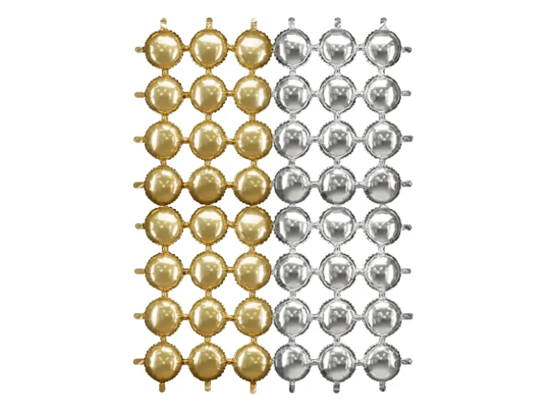 Folie Ballon Backdrop, Double-Sided Rund, Guld-Sølv, 78 X 107 cm