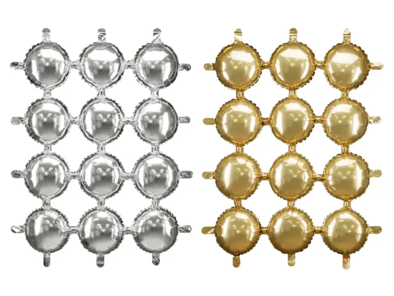 Folie Ballon Backdrop, Double-Sided Rund, Guld-Sølv, 78 X 107 cm