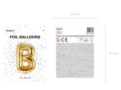 Folie Ballon Bogstaver ''B'', 35 cm, Guld