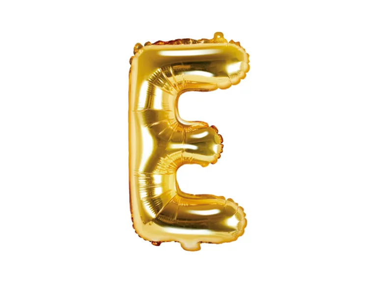 Folie Ballon Bogstaver ''E'', 35 cm, Guld