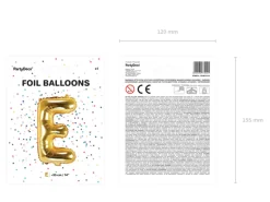 Folie Ballon Bogstaver ''E'', 35 cm, Guld