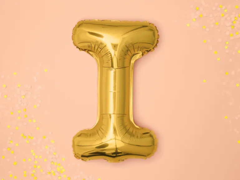 Folie Ballon Bogstaver ''I'', 35 cm, Guld