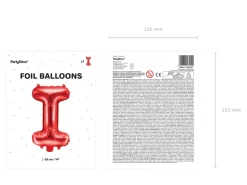 Folie Ballon Bogstaver ''I'', 35 cm, Rød