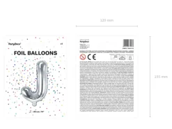 Folie Ballon Bogstaver ''J'', 35 cm, Sølv