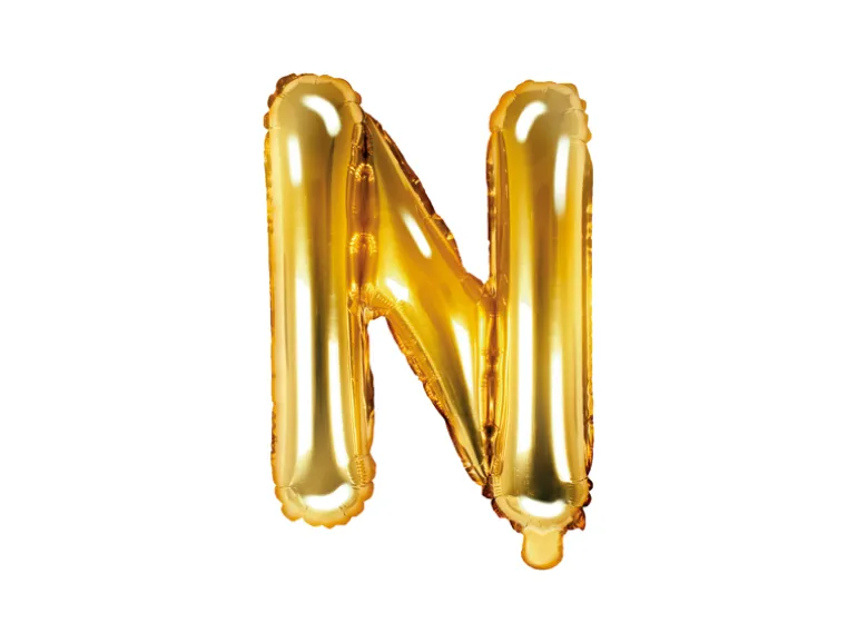 Folie Ballon Bogstaver ''N'', 35 cm, Guld