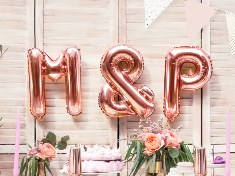 Folie Ballon Bogstaver ''P'', 35 cm, Rosegold