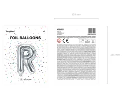 Folie Ballon Bogstaver ''R'', 35 cm, Sølv