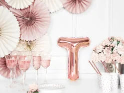 Folie Ballon Bogstaver ''T'', 35 cm, Rosegold