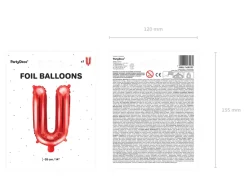 Folie Ballon Bogstaver ''U'', 35 cm, Rød