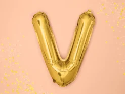 Folie Ballon Bogstaver ''V'', 35 cm, Guld