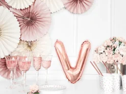 Folie Ballon Bogstaver ''V'', 35 cm, Rosegold