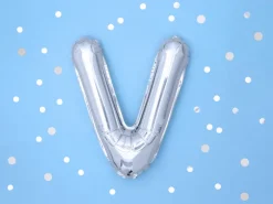 Folie Ballon Bogstaver ''V'', 35 cm, Sølv