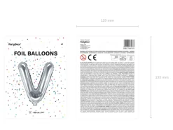 Folie Ballon Bogstaver ''V'', 35 cm, Sølv