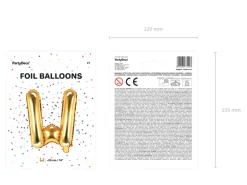 Folie Ballon Bogstaver ''W'', 35 cm, Guld