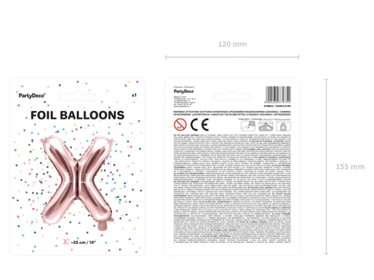 Folie Ballon Bogstaver ''X'', 35 cm, Rosegold