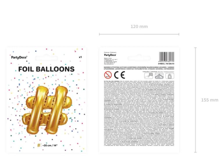 Folie Ballon #, 35 cm, Guld