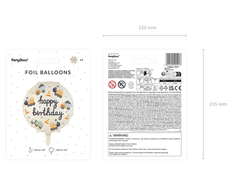 Folie Ballon ""Construction"", 45 cm, Mix