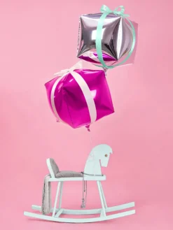 Folie Ballon Cubic, 35 X 35 X 35 cm, Mørk Pink