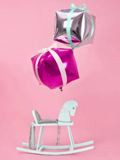 Folie Ballon Cubic, 35 X 35 X 35 cm, Mørk Pink