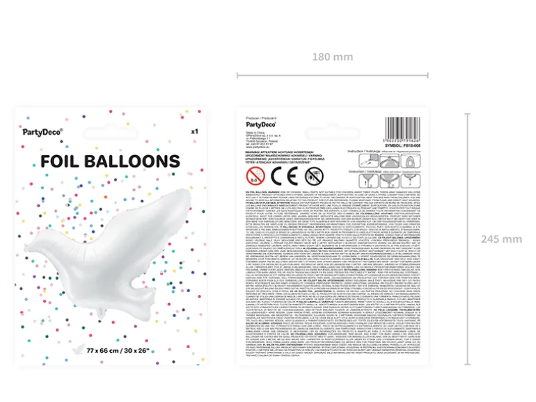 Folie Ballon Due, Hvid, 77 X 66 cm